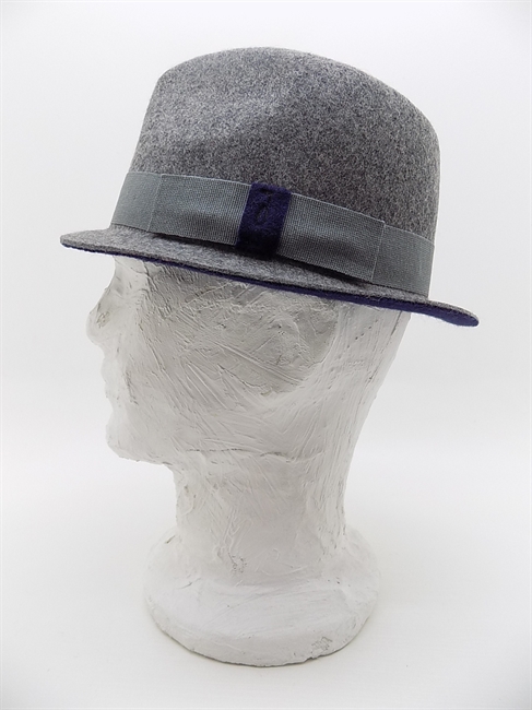 TRILBY FELTRO LANA ALA PICCOLA GRIGIO/BLU-en