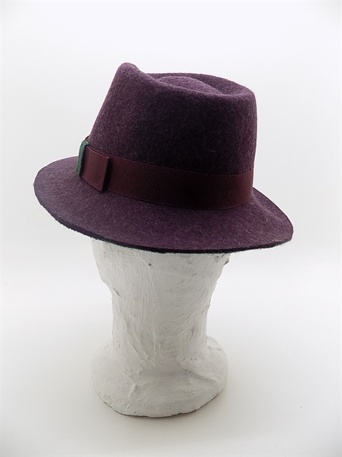 TRILBY FELTRO LANA TESA MEDIA BORDEAUX/VERDE