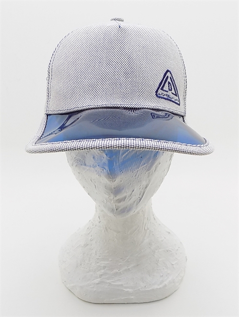 BASEBALL IN COTONE BLU E BIANCO CON VISIERA TRASPARENTE BLU