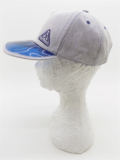 BASEBALL IN COTONE BLU E BIANCO CON VISIERA TRASPARENTE BLU