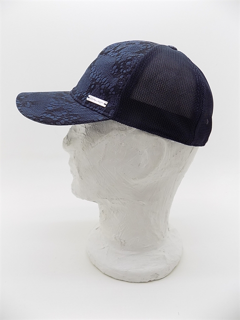 TRUCKER PELLE PIZZO E RETE A CONTRASTO BLU